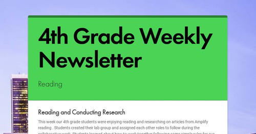 4th Grade Weekly Newsletter