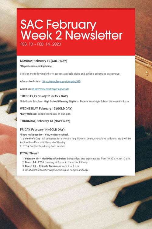 SAC February Week 2 Newsletter