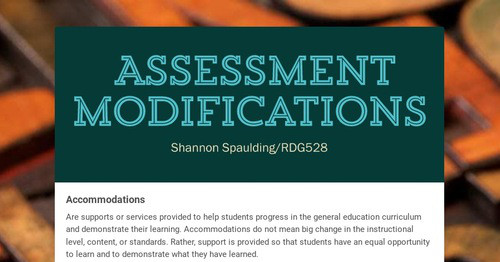 Assessment Modifications | Smore Newsletters