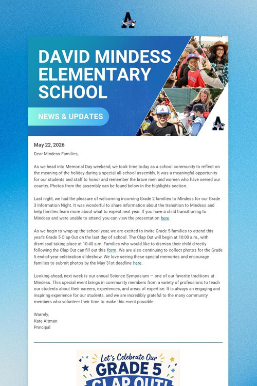 Mindess School Weekly Update