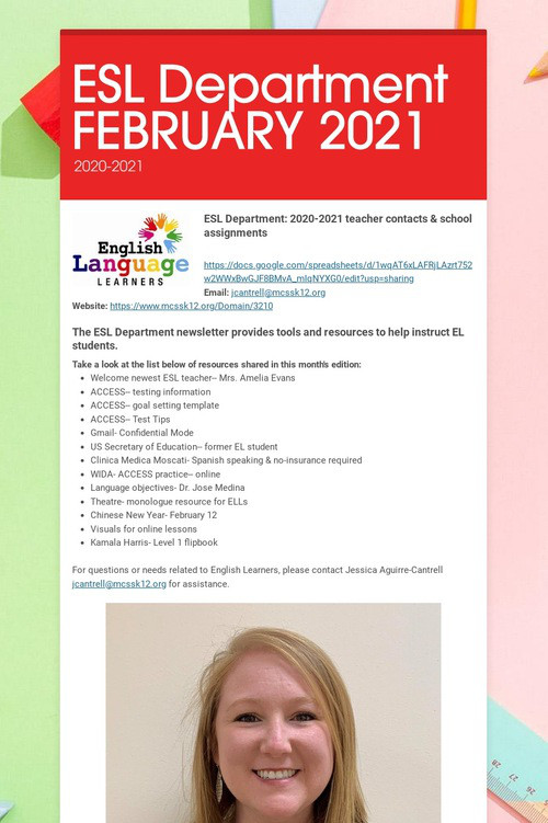 ESL Department FEBRUARY 2021