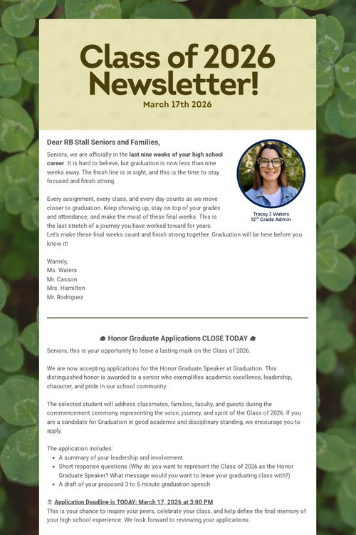 Class of 2026 Newsletter!