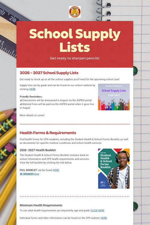 School Supply Lists