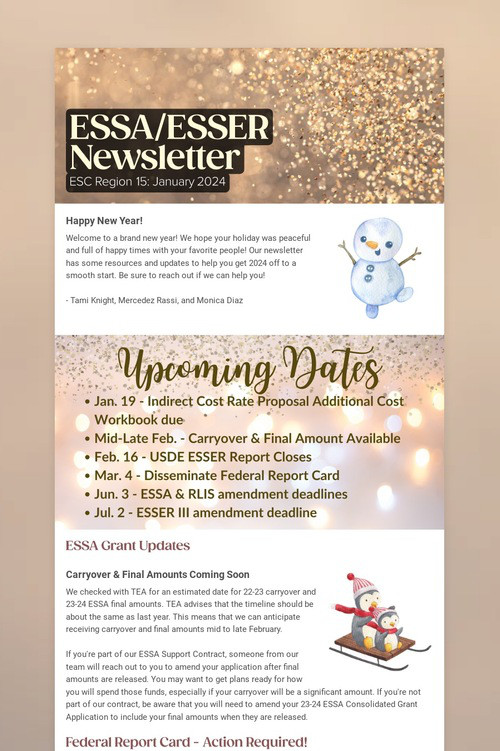 ESSA/ESSER Newsletter