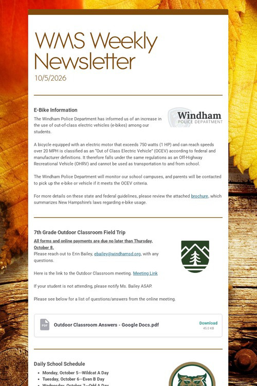 WMS Weekly Newsletter