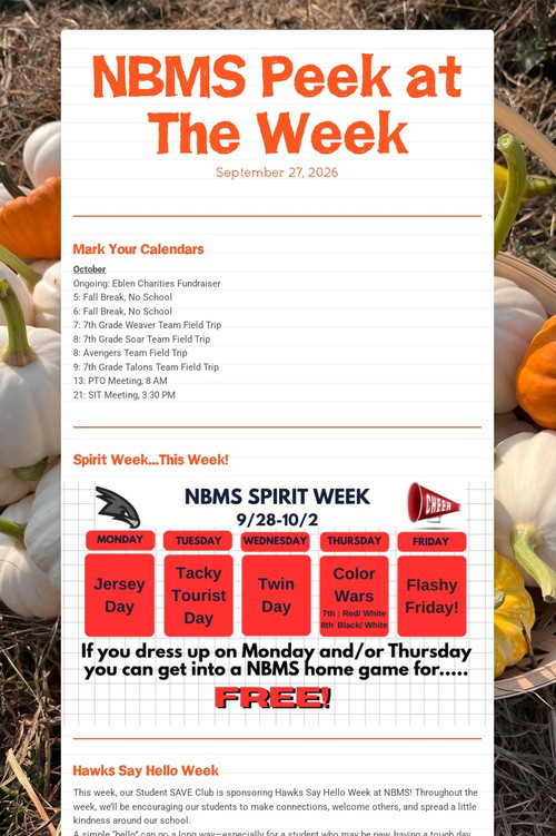 NBMS Peek at The Week