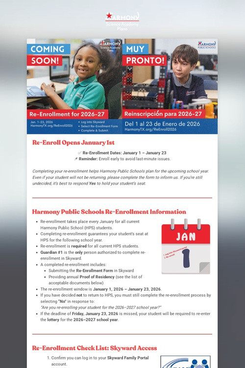 2026-2027 Re-Enrollment
