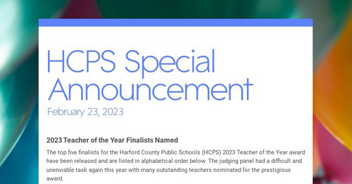 HCPS Special Announcement