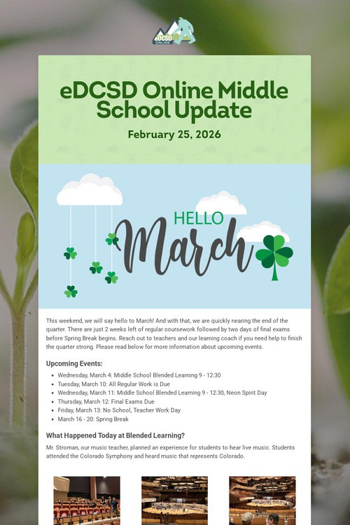 eDCSD Online Middle School Update