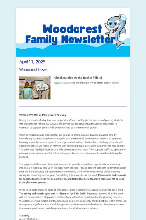 Woodcrest Family Newsletter