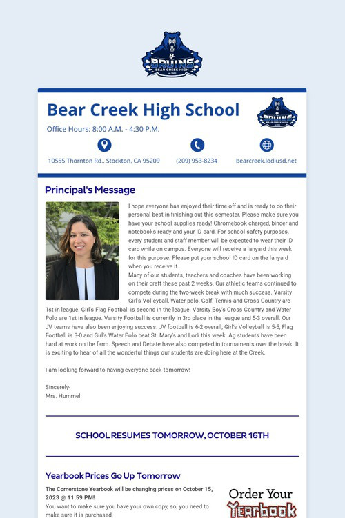 10/15/2023 BCHS Weekly Newsletter