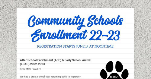 Community Schools Enrollment 22-23
