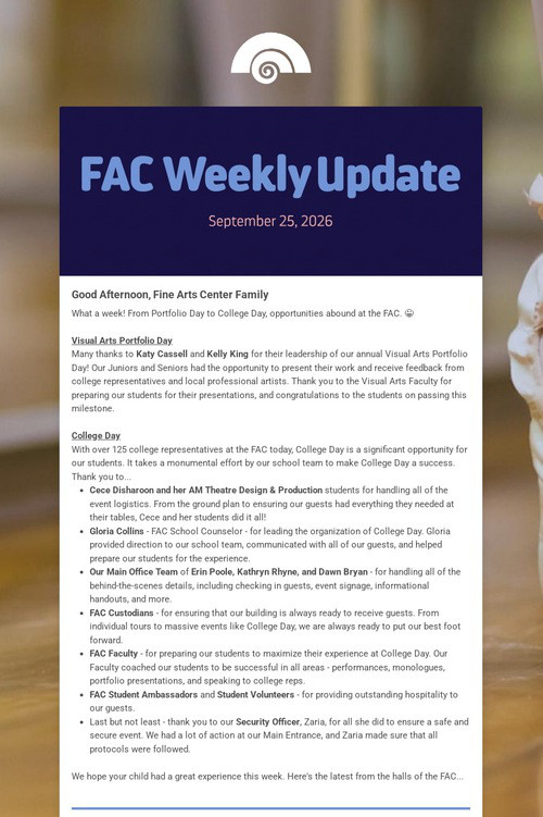 FAC Weekly Update