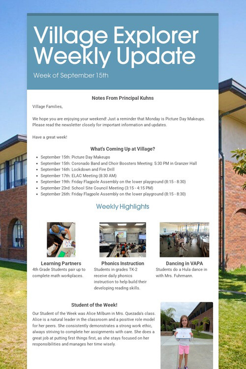 Village Explorer Weekly Update