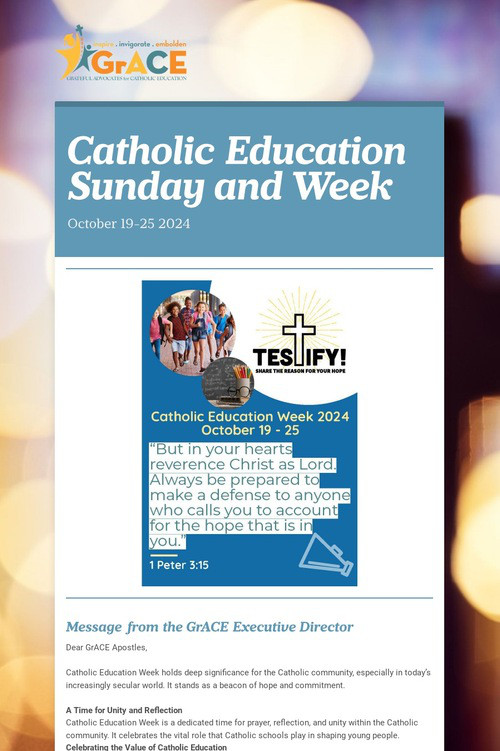 Catholic Education Sunday and Week