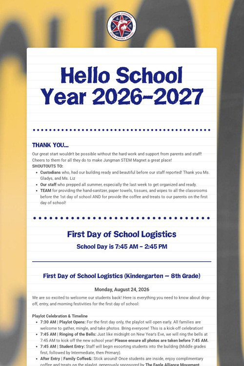 Hello School Year 2026-2027