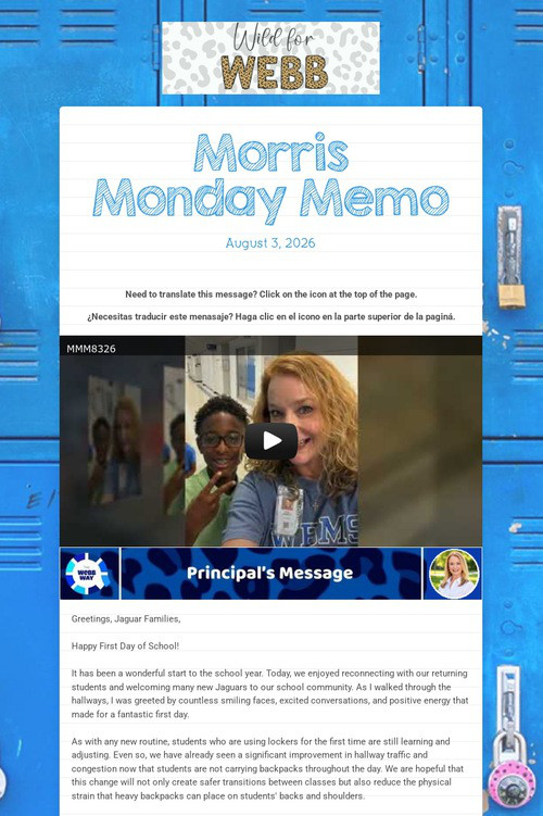 Morris Monday Memo