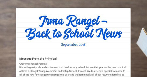 Irma Rangel - Back to School News | Smore Newsletters