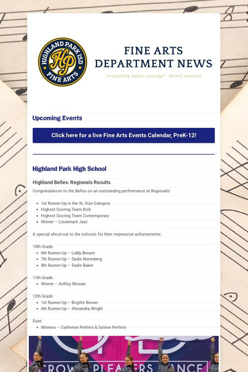 03/14/25 Fine Arts Department News