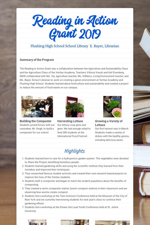 Reading in Action Grant 2019