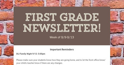 First Grade Newsletter!