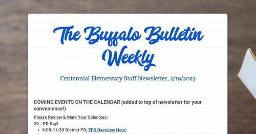 The Buffalo Bulletin Weekly | Smore Newsletters