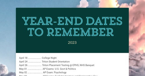 Year-End Dates to Remember