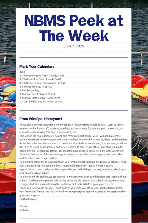 NBMS Peek at The Week