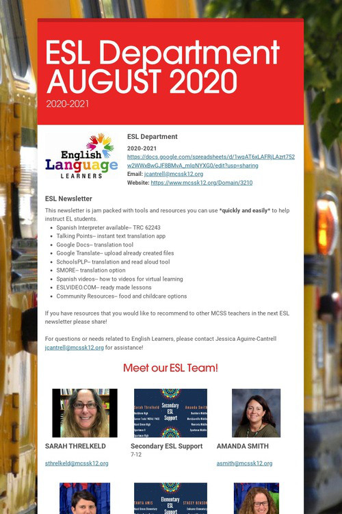 ESL Department AUGUST 2020