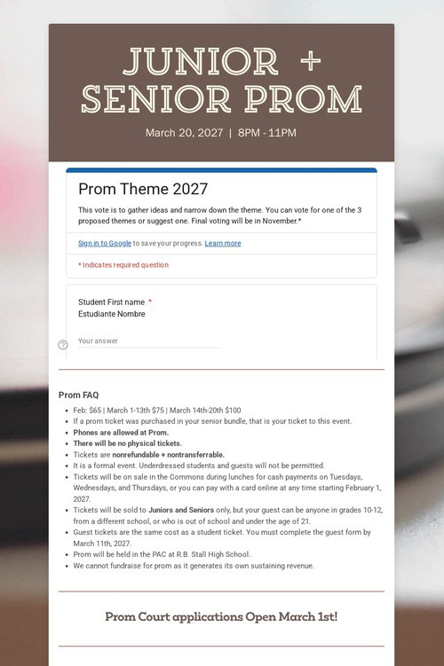 Junior  + Senior Prom