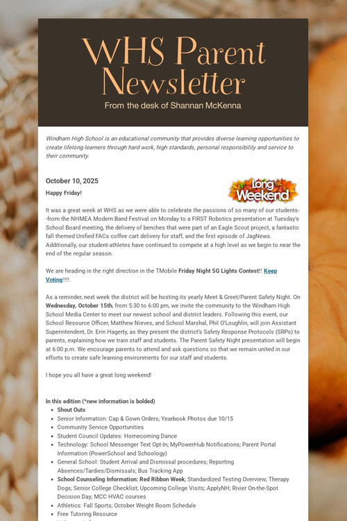 WHS Parent Newsletter