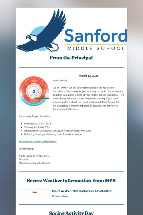 Sanford Family Newsletter