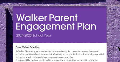 Walker Parent Engagement Plan