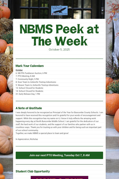 NBMS Peek at The Week