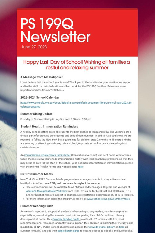 PS 199Q Newsletter