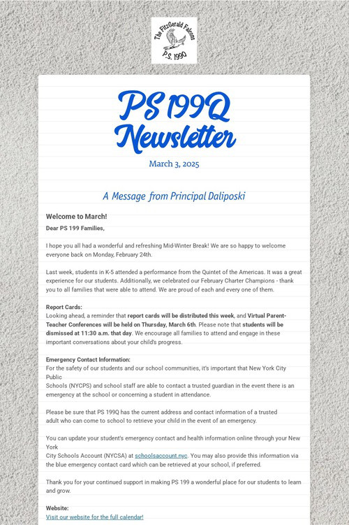 PS 199Q Newsletter