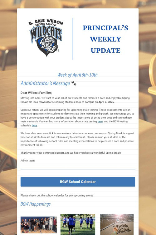 Principal's Weekly Update