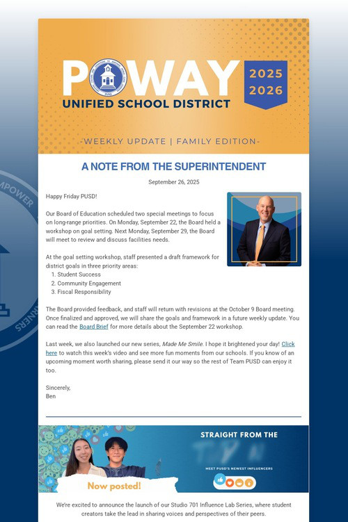 Superintendent's Weekly Update