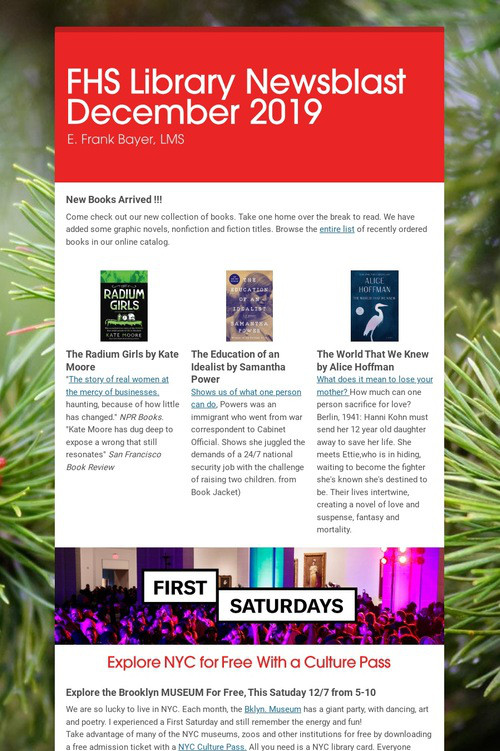 FHS Library Newsblast December 2019