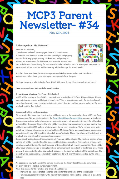 MCP3 Parent Newsletter- #34