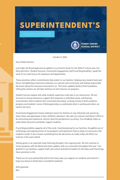 Superintendent's Weekly Update