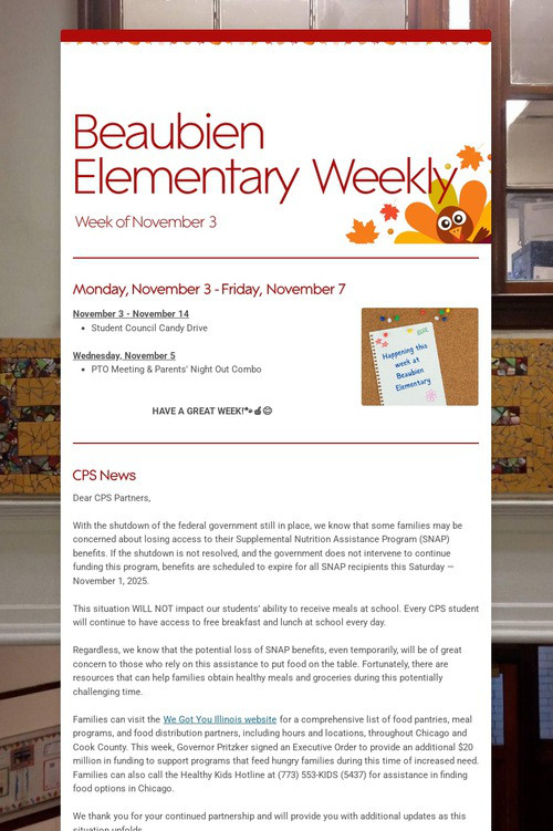 Beaubien Elementary Weekly