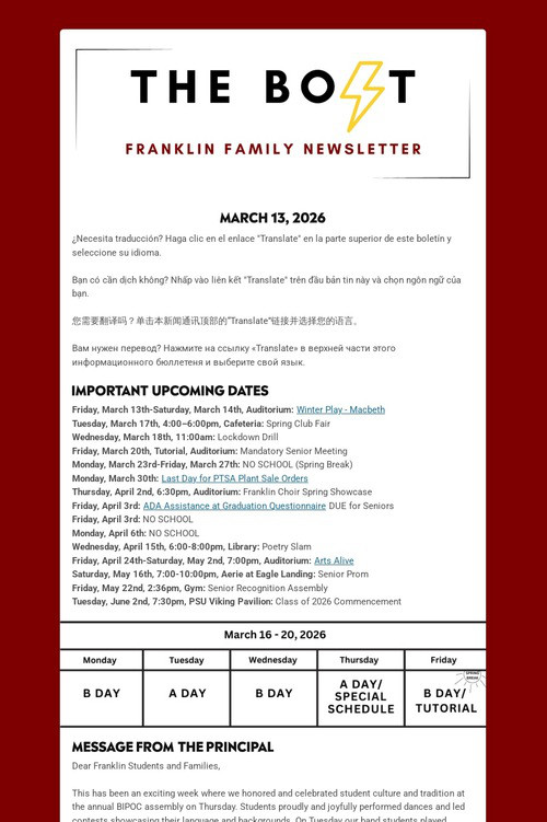 Weekly Family Newsletter