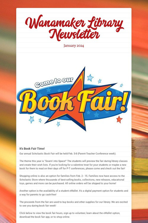 Wanamaker Library Newsletter