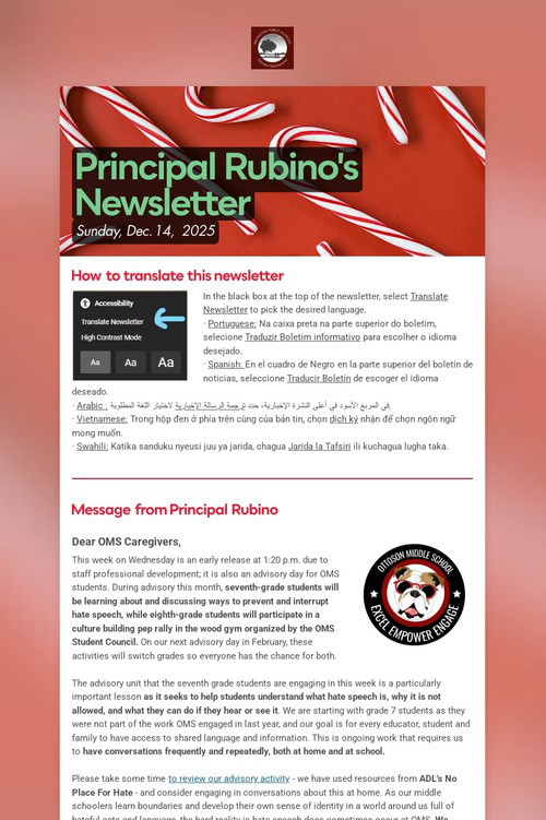 Principal Rubino's Newsletter