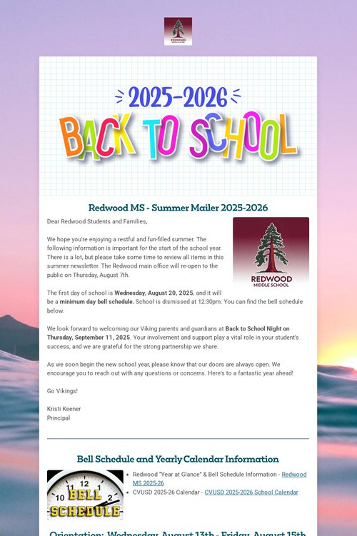 Redwood MS - Summer Information