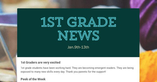 1st Grade News
