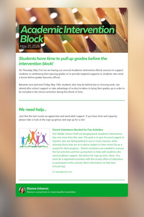 Academic Intervention Block