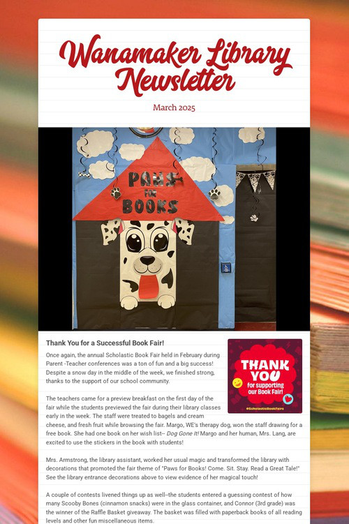 Wanamaker Library Newsletter