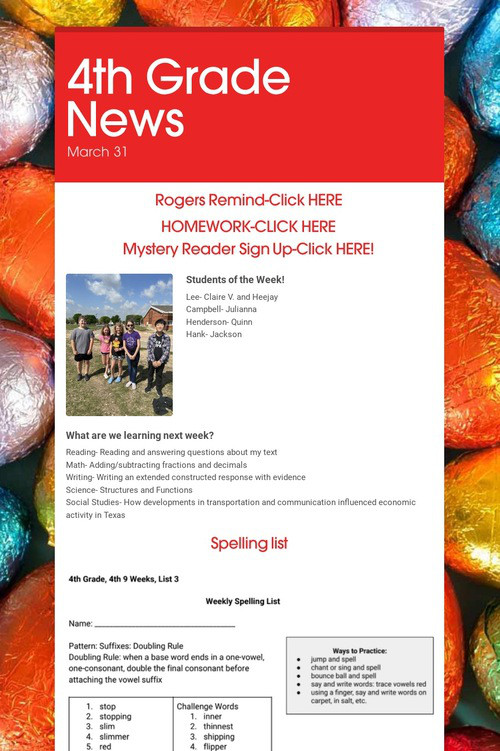 4th Grade News